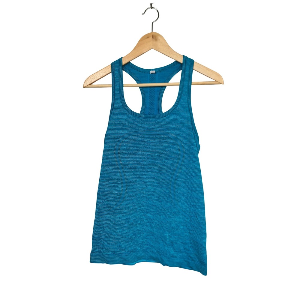 Lululemon Swiftly Tech Racerback Tank Top 2.0 Blue Turquoise Space Dye Size 6